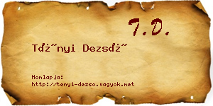 Tényi Dezső névjegykártya